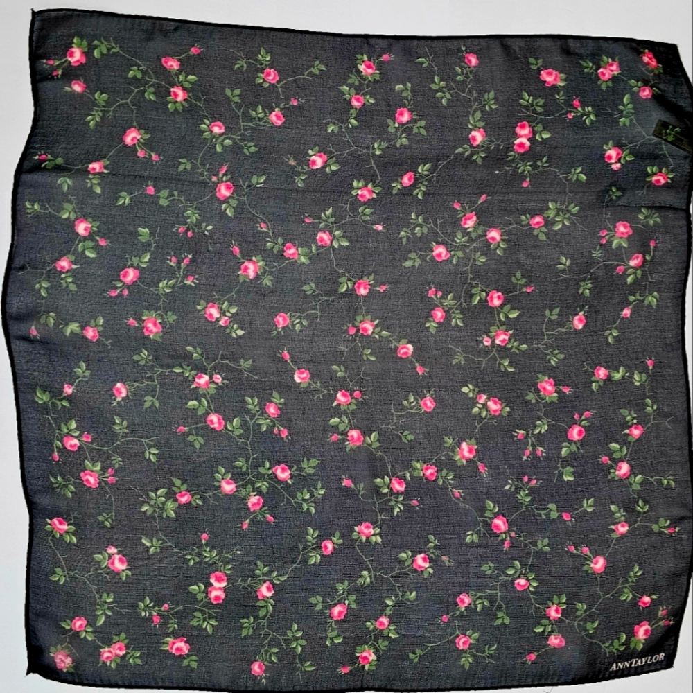 Ann Taylor Black Floral Scarf